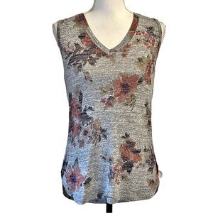NEW Market & Spruce Laudia Hi Lo Knit Top Women’s SZ XS in Gray Floral